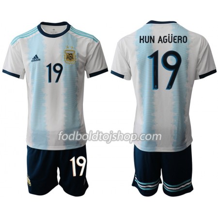 Argentina Sergio Agüero 19 Børn Hjemme Fodboldsæt Copa América 2019 S/S (+ Korte bukser)